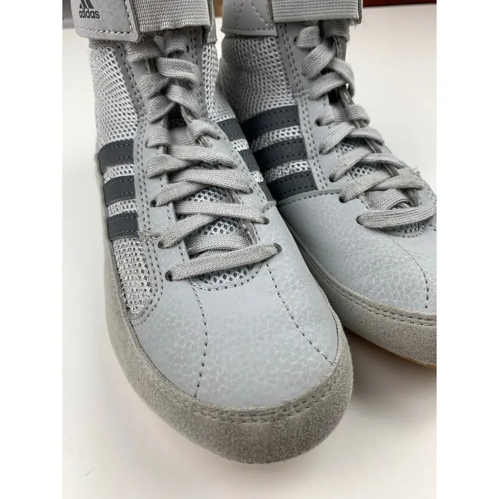 Adidas Youth HVC 2 Wrestling Shoes Grey Lace Up Strap AC7503 Boys Kids 13
